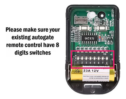 8 Interruptores Dip, 433 Mhz, Copia, Control Remoto, Código