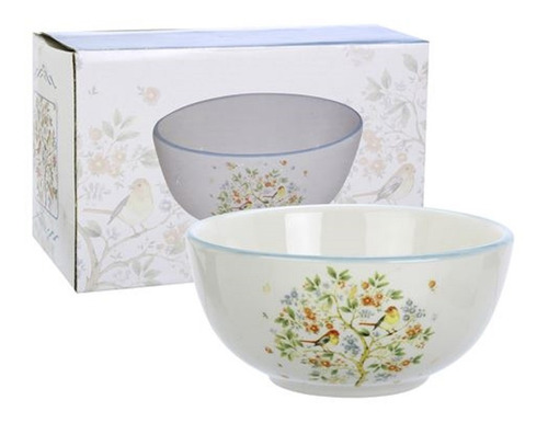 Bowl De Ceramica Diseño Arbol Color Celeste 850ml