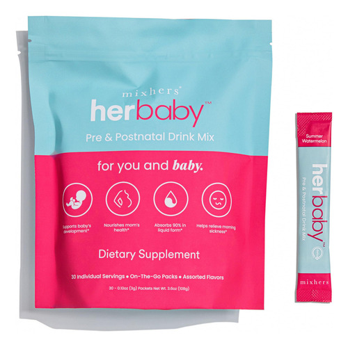 Mixhers Prenatal+ Multivitaminas Líquidas 15 Sobres Granadas