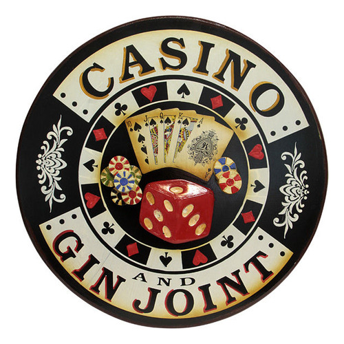 Cuadro En Madera Y Relieve Modelo Ficha Casino 48cm.