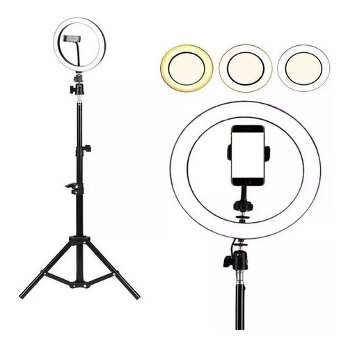 Iluminador Ring Ligth Anel Luz 26cm Tripé 1.60 Led Fotos Ma