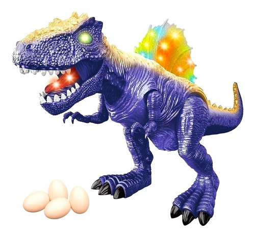 Dinossauro Anda Sozinho Solta Ovo Com Luz E Som - Dm Toys