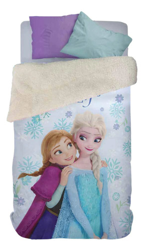 Frazada Corderito Piñata 1 1/2 Plaza Infantil Azul Claro Frozen