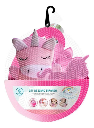 Set De Baño Hello Bubbles Infantil Rosa Hermoso 4p