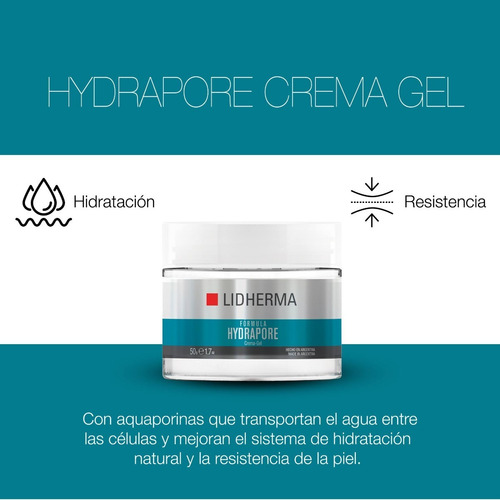 Crema Gel Hidratante Hydrapore Con Aquaporinas 50g Lidherma Todo Tipo De Piel Día/noche