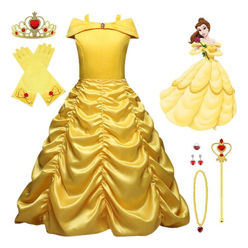 Vestido Belle Princess Para La Bella Y La Bestia Con Accesor