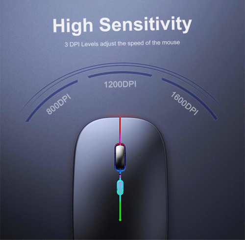 Mouse Hmaston Wireless Recarregável Led Rgb 2.4 Ghz Sem Fio