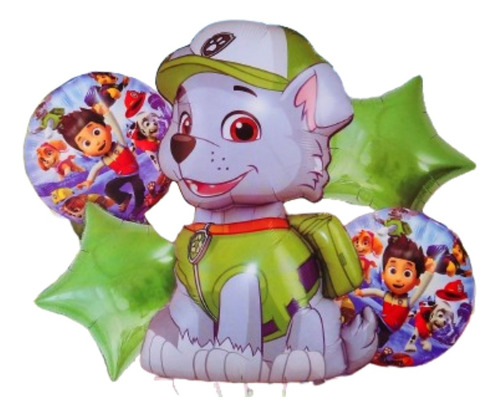 Bouquet 5 Globos Rocky De Paw Patrol