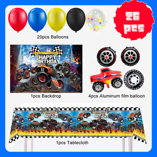 Tire Racecar Wheels Globos Decoración De Fiesta De Cumpleaños InBoxxarty 26pcs
