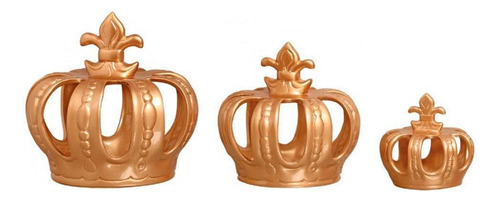 Trio De Coroas Imperial Em Cerâmica Decorativa Dourada