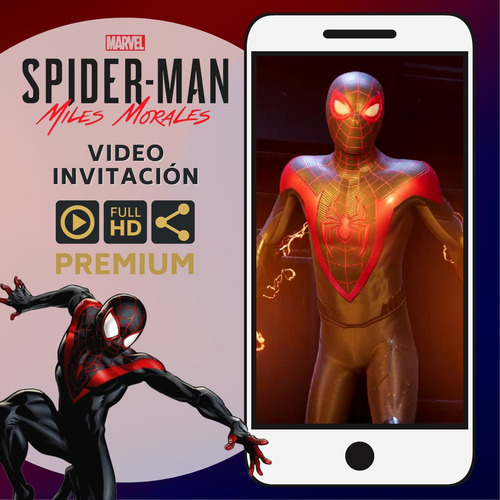 Video Invitación Animada - Cientos De Modelos - Hombre Araña Miles Morales
