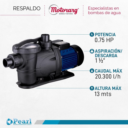 Bomba Pileta Autocebante Pearl Pool Ii 75 0.75 Hp