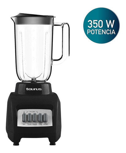 Licuadora Marca Taurus Modelo Haley Vaso De Plastico Base Negra Y 4 Velocidades 1l