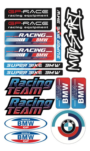 Bmw Racing Sport Kit De Stickers Para Moto Planilla Rb08