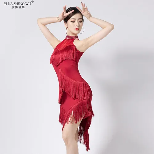 Vestido De Baile Latino Con Flecos De Salsa, Samba Y Baile L