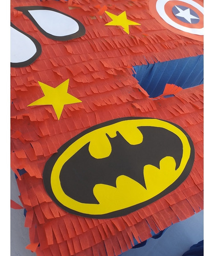 Piñata Artesanal Número 5 Superhéroes