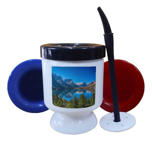 Mate Plastico Paisaje Patagonia Montaña Espejo De Agua