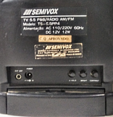 Mini Tv Semivox 5.5 Pol. P&b - 12 V + Fonte - Não Liga (Usado)