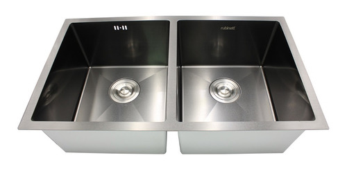 Tarja Submontar Doble 78x45x23cm Inox304 Fab. A Mano Negro
