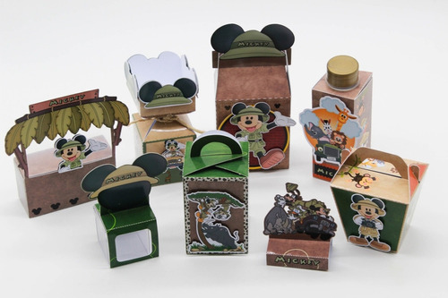 Kit Imprimible Cajitas 2 Mickey Safari 