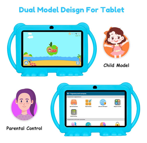 Tablet Dora 7 Kids Niños 2gb 32gb Anti Golpes Contr Parental Celeste
