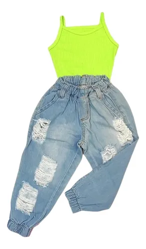 Roupa De Verao Menina Feminina Infantil Regata Cal a Jogger