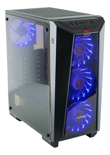 Gabinete Gamer Aureox Nereid Arx320g Atx X4 Fan Led Blue Pc