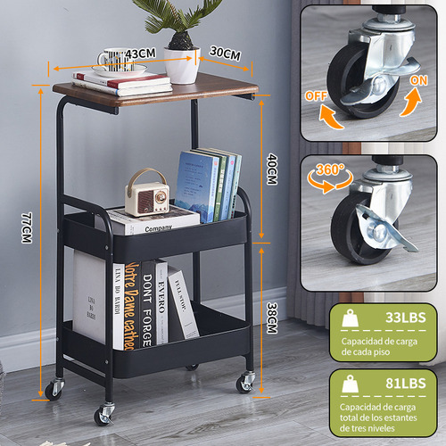 Carrito De Almacenamiento De Metal Organizador Con 3 Nivele