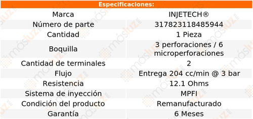 1) Inyector Combustible Corvette V8 5.7l 90/92 Injetech