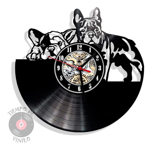 Reloj De Pared Elaborado En Disco Lp Ref. Bulldog Frances