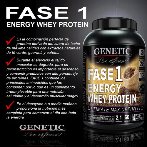 Masa Muscular Energia Proteina Fase 1 Maltodextrina Genetic