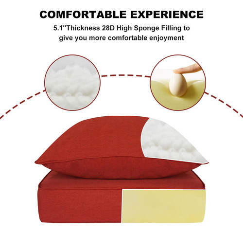 Suncula Juego De 2 Cojines De Asiento Profundo Para Rojo Rubí Diseño De La Tela
