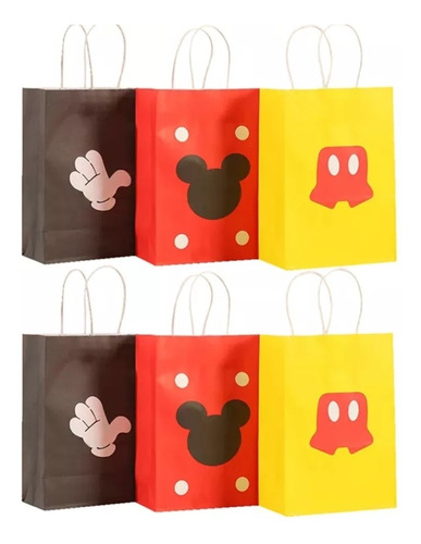 Pack 12 Bolsa De Papel Kraft Para Dulces Mickey Mouse Disney