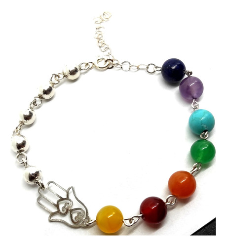 Pulsera 7 Chakras, Piedras Naturales Y Plata 925