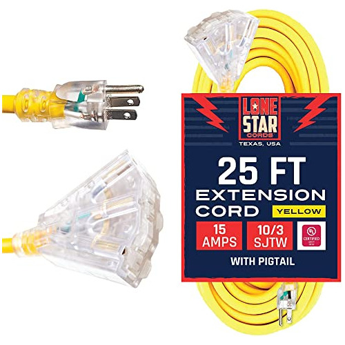 Lone Star - Cable De Extensión De Calibre 10 De 25 Pies Con