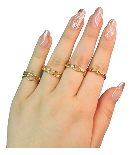 Set De Anillos Cadena