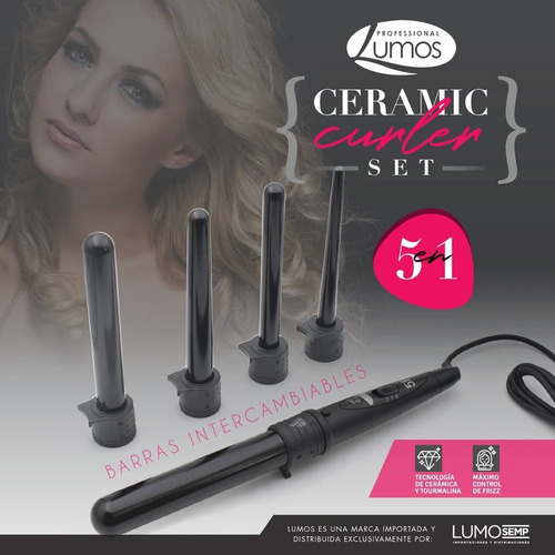 Imagen 2 de 4 de Tenaza Para Rizos 5 En 1 Ceramic Curler Lumos