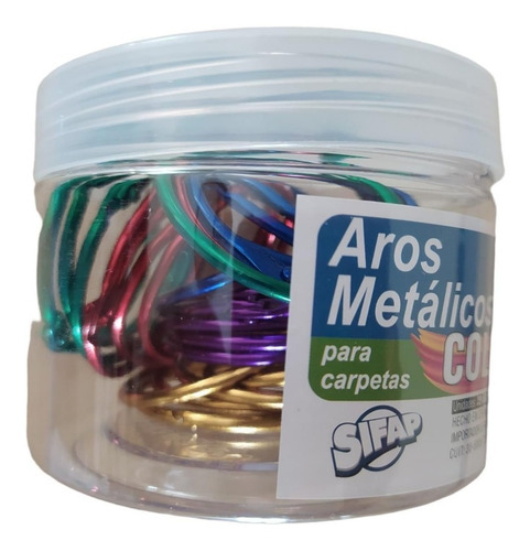 Imagen 2 de 3 de Aros Metálicos De Colores Para Carpeta 50 Mm X 25 Unidades