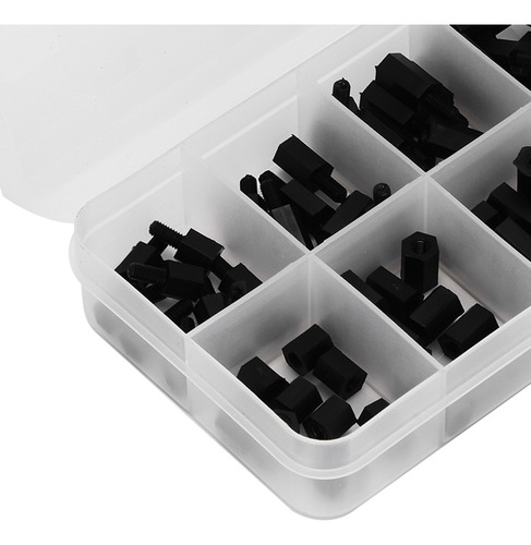 Kit De 180 Tuercas De Nailon Negro M3 Hexagonales De Una Sol