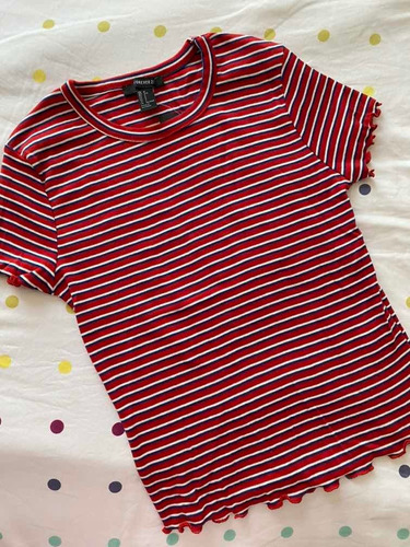 Polo Rojo A Rayas Forever 21 Nuevo Con Etiqueta