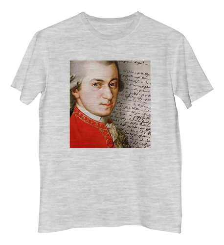 Remera Hombre Mozart Diseño Con Partituras De Fondo M2