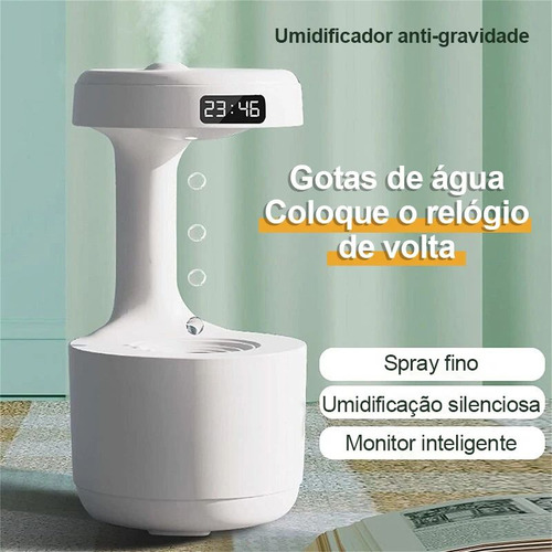 Umidificador Led Com Relógio: Gotas De Água Unica