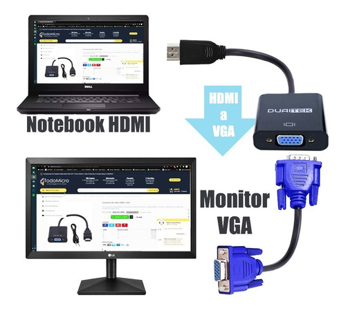 Cable Hdmi A Vga Adaptador De Hdmi Vga Conversor Hdmi Vga