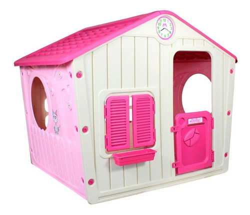 Casinha Infantil De Brinquedo Rosa E Branca Gatinho Bel Fix