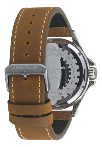 Reloj Caterpillar Hombre Operator Pu.141.35.117 Malla Marrón Bisel Plateado Fondo Negro