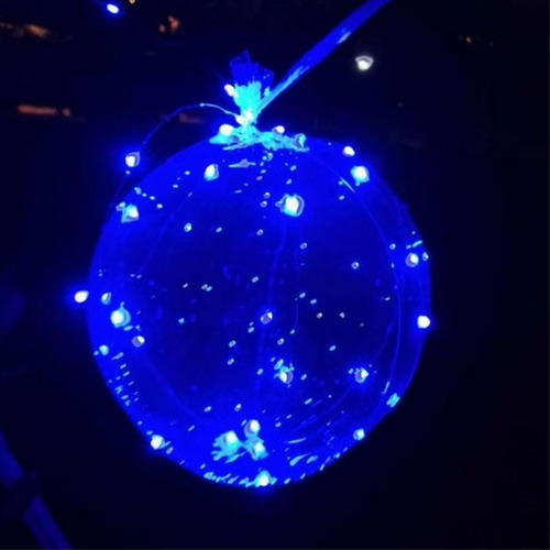 15 Globos Burbuja Led Azul Luminoso Porta Palito Inflador Azul Burbuja