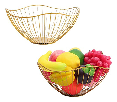 Metal Fruit Basket For Kitchen Counter, Home Decor Vege...