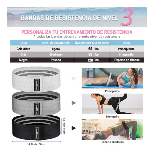 De Bandas Elásticas Para Ejercicio, 3 Niveles De Bandas De