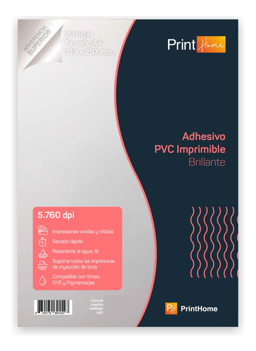 Papel Pvc Adhesivo Imprimible A4x20hj Brillante