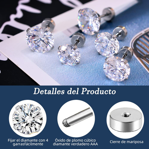 Aretes Acero Quirurgico, Paquete De 6 Pares Aretes De
